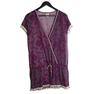 Maaji Danza Swimsuit Multicolor Floral Short Sleeve Coverup Size Small